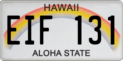 HI license plate EIF131