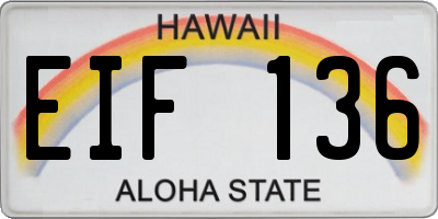 HI license plate EIF136