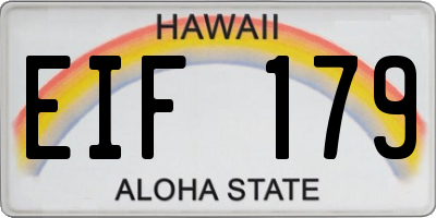 HI license plate EIF179