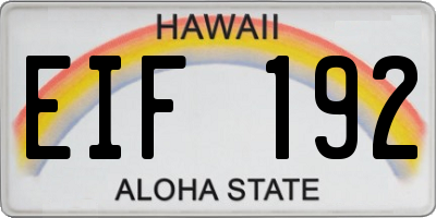 HI license plate EIF192