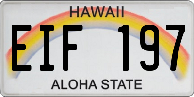 HI license plate EIF197