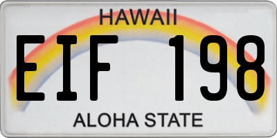 HI license plate EIF198