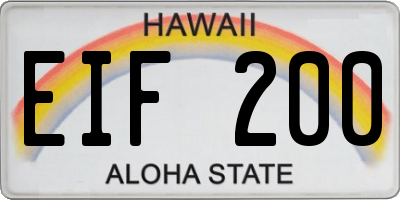 HI license plate EIF200
