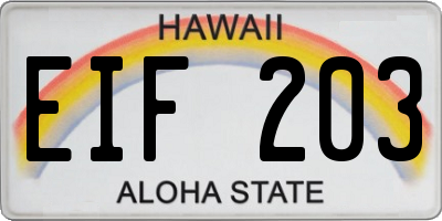 HI license plate EIF203