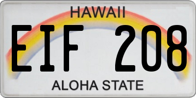 HI license plate EIF208