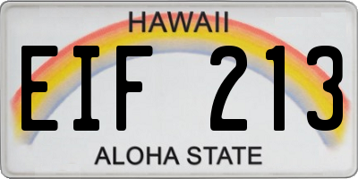 HI license plate EIF213