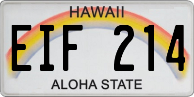 HI license plate EIF214