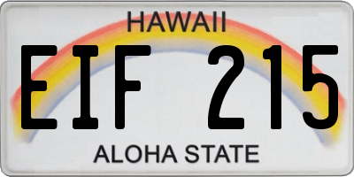 HI license plate EIF215