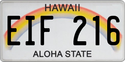 HI license plate EIF216