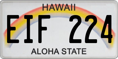 HI license plate EIF224