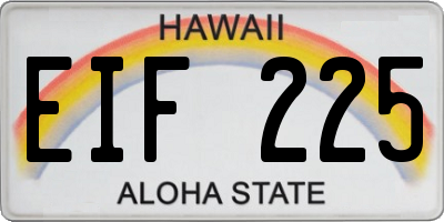 HI license plate EIF225