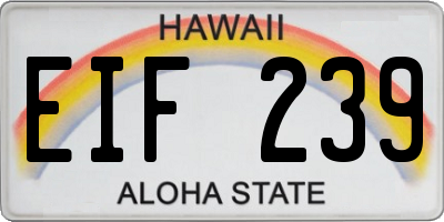 HI license plate EIF239