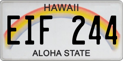 HI license plate EIF244