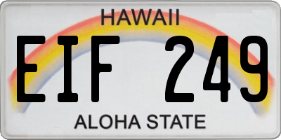HI license plate EIF249