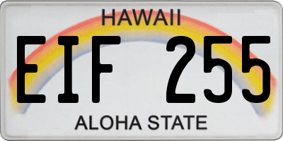 HI license plate EIF255