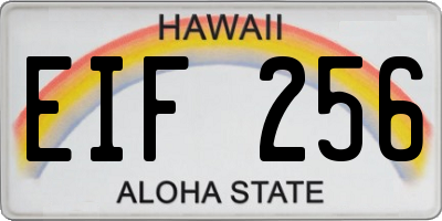 HI license plate EIF256