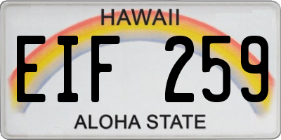 HI license plate EIF259