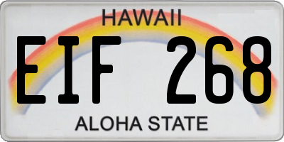 HI license plate EIF268