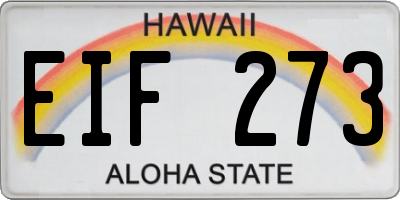 HI license plate EIF273