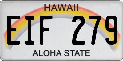HI license plate EIF279