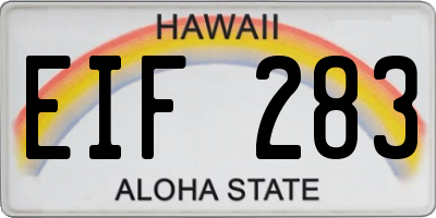 HI license plate EIF283