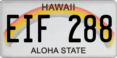 HI license plate EIF288