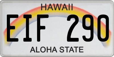 HI license plate EIF290