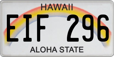 HI license plate EIF296