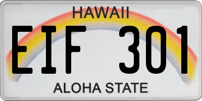 HI license plate EIF301