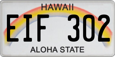 HI license plate EIF302