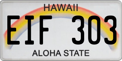HI license plate EIF303