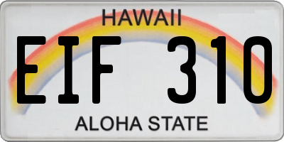HI license plate EIF310