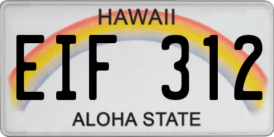 HI license plate EIF312