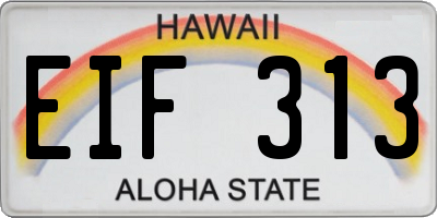 HI license plate EIF313