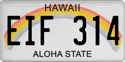 HI license plate EIF314
