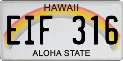 HI license plate EIF316