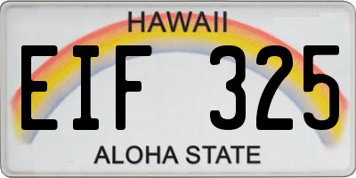 HI license plate EIF325