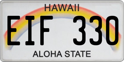 HI license plate EIF330
