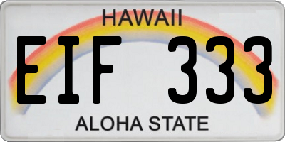 HI license plate EIF333