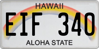 HI license plate EIF340