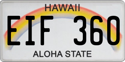 HI license plate EIF360