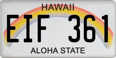 HI license plate EIF361