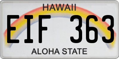 HI license plate EIF363