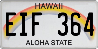 HI license plate EIF364