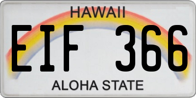 HI license plate EIF366