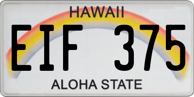 HI license plate EIF375