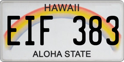 HI license plate EIF383