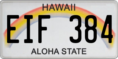 HI license plate EIF384