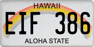 HI license plate EIF386