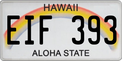 HI license plate EIF393